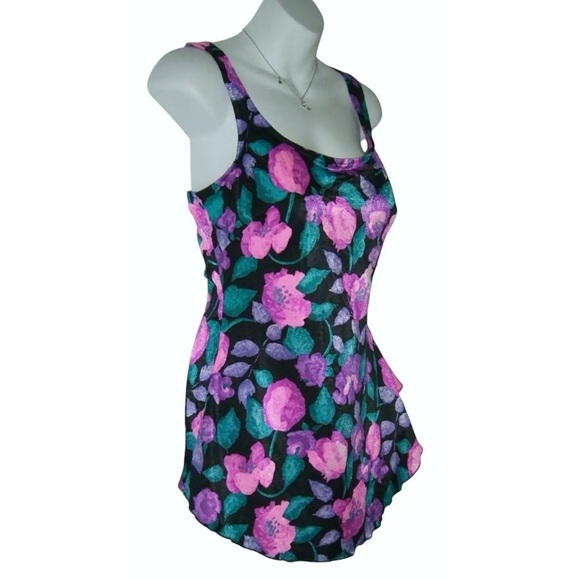 Maxine Of Hollywood Swimsuit Vintage 90s Floral One Piece Tankini Beach Swim 18 - Picture 2 of 12